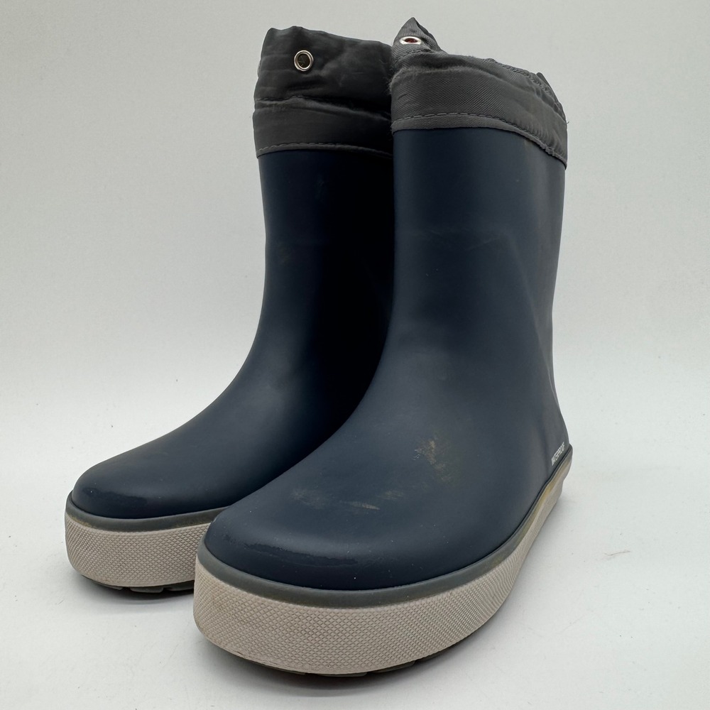 Western Chief Kids Size 12 Navy Waterproof Rain Boots Fleece Lined Rubber
